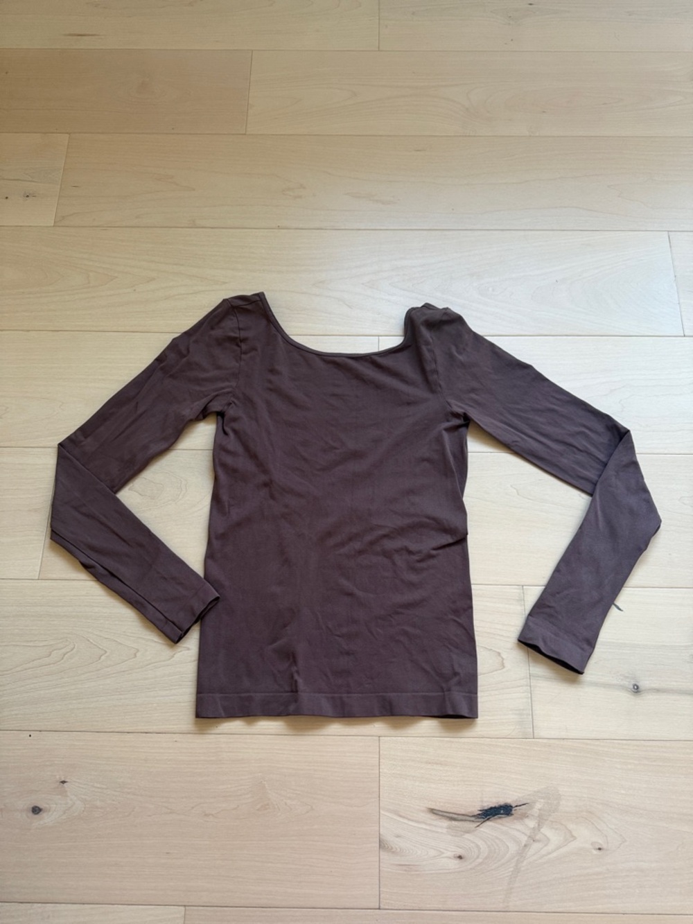 Free People Brown Long Sleeve Scoop Neck Top